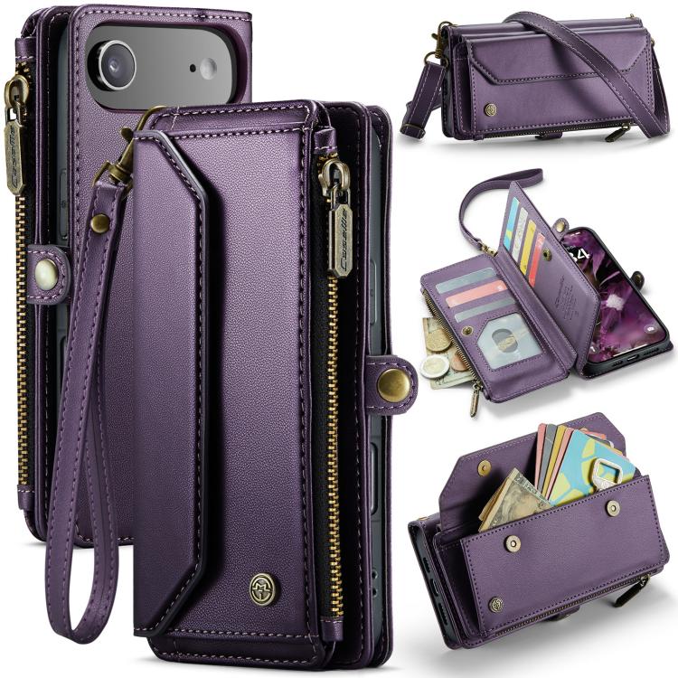 

For iPhone Air CaseMe C36 Card Slots Zipper Wallet RFID Anti-theft Leather Phone Case(Purple)