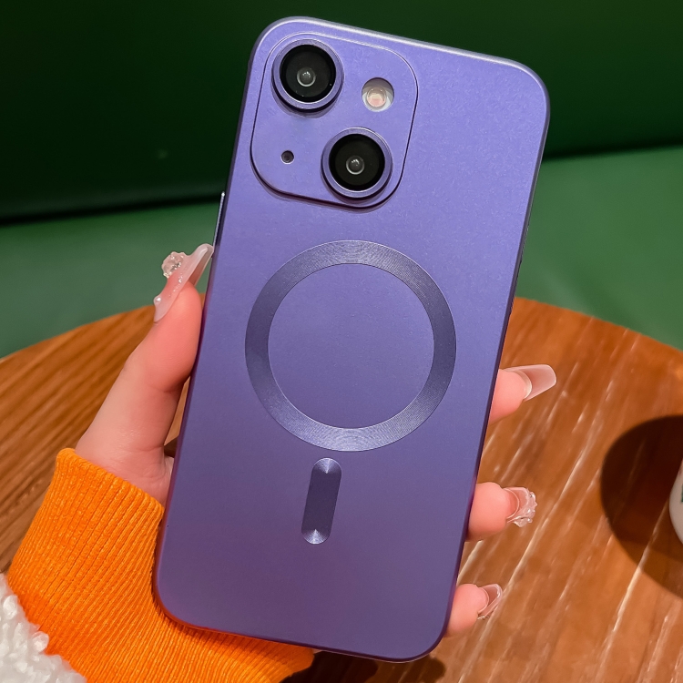 

For iPhone 13 Metallic Paint Magsafe Liquid TPU Phone Case(Purple)