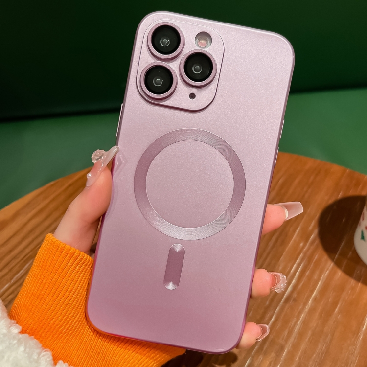 

For iPhone 11 Pro Max Metallic Paint Magsafe Liquid TPU Phone Case(Pink)