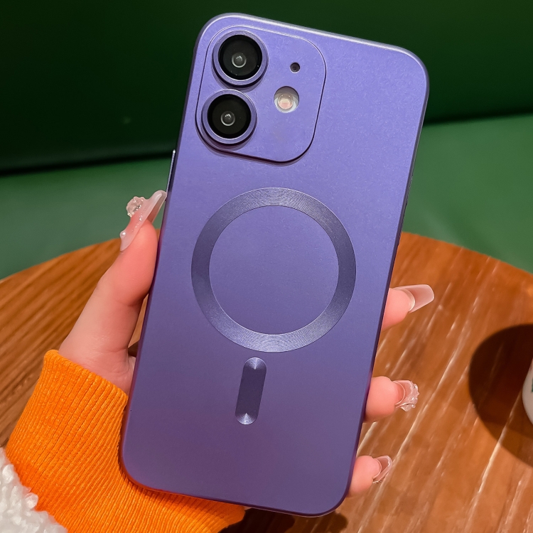 

For iPhone 11 Metallic Paint Magsafe Liquid TPU Phone Case(Purple)