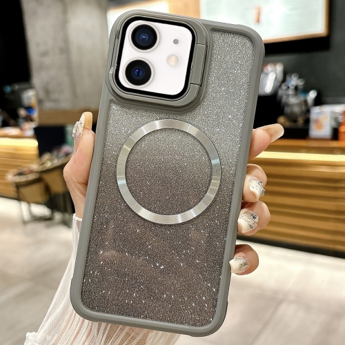 

For iPhone 11 CD-grain Gradient Glitter Magsafe Acrylic Hybrid TPU Phone Case(Grey)