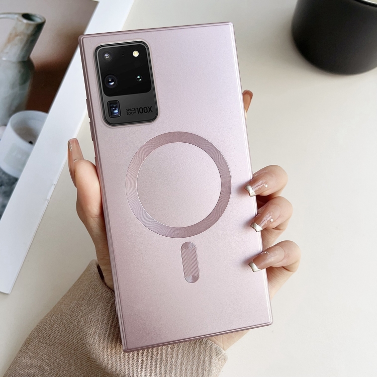 

For Samsung Galaxy S20 Ultra Metallic Paint Magsafe Liquid TPU Phone Case(Pink)