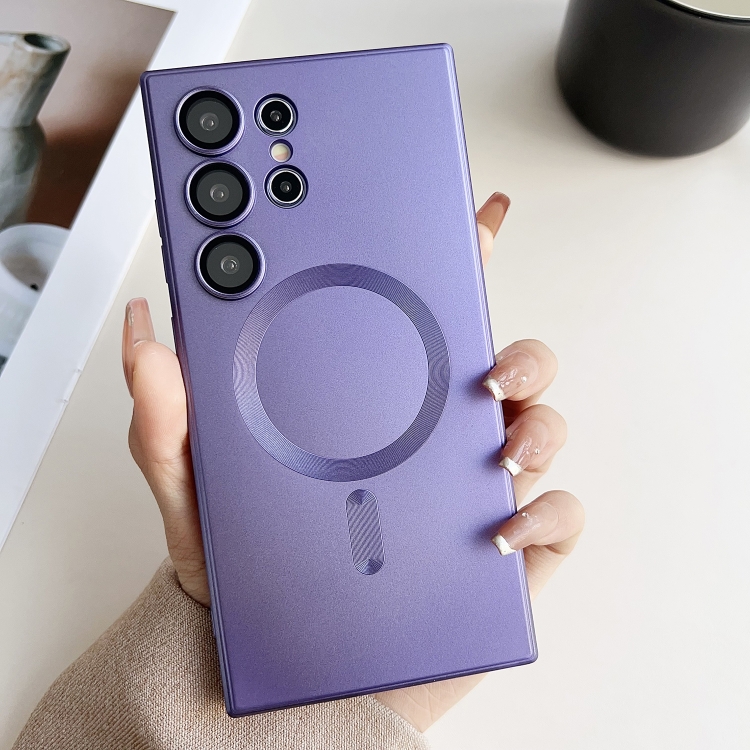 

For Samsung Galaxy S23 Ultra 5G Metallic Paint Magsafe Liquid TPU Phone Case(Purple)