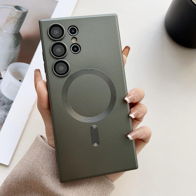 

For Samsung Galaxy S26 Ultra 5G Metallic Paint Magsafe Liquid TPU Phone Case(Grey)