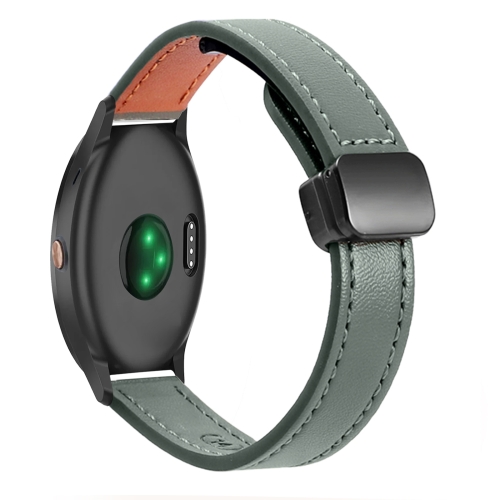 Per Garmin Vivoactive 3 Music Slim Fibbia magnetica 20mm Cinturino in microfibra in pelle verde avocado