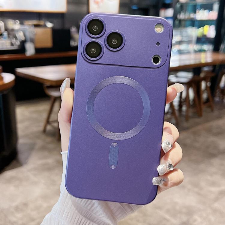 

For iPhone 17 Pro Max Metallic Paint Magsafe Liquid TPU Phone Case(Purple)