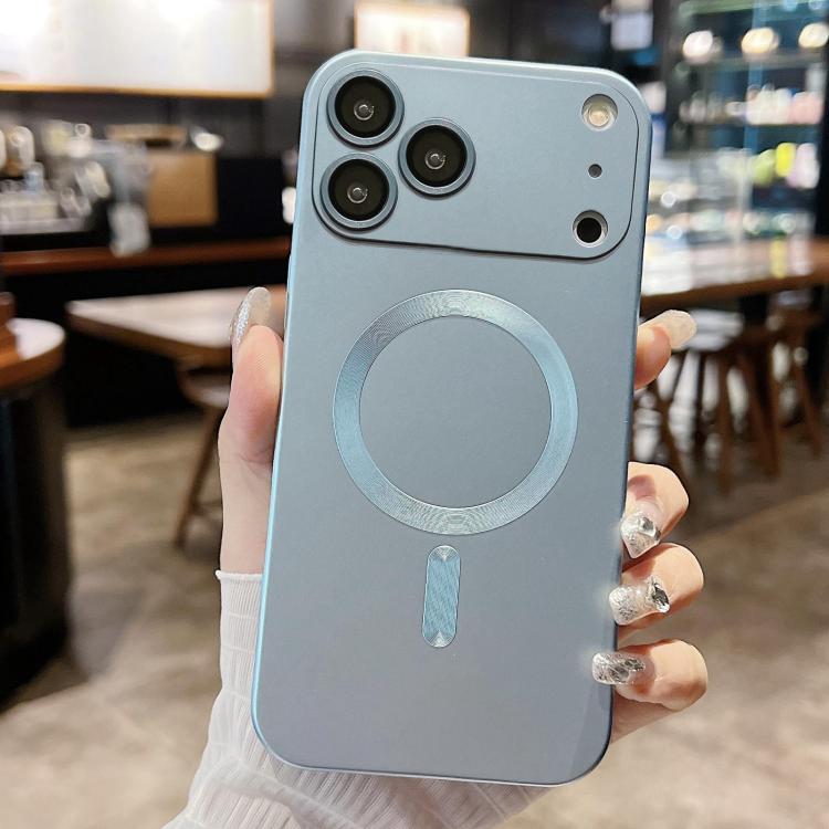

For iPhone 17 Pro Max Metallic Paint Magsafe Liquid TPU Phone Case(Sierra Blue)