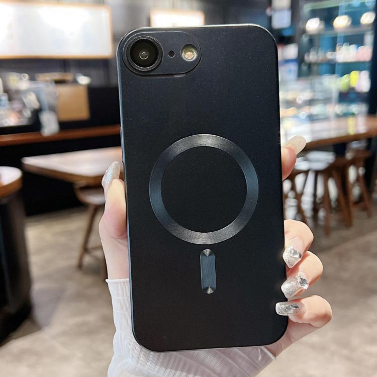 

For iPhone 16e Metallic Paint Magsafe Liquid TPU Phone Case(Black)