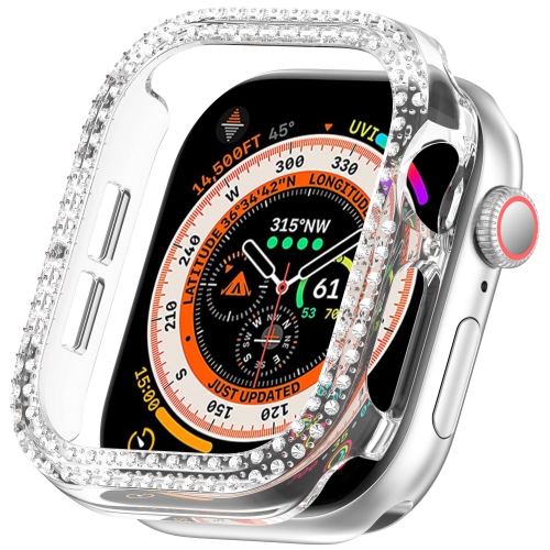 

For Apple Watch Series 10 46mm Dual-Row Diamond Plating PC Hollow Watch Case(Transparent)