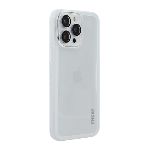 

For iPhone 16 Pro Max ENKAY Hat-Prince Translucent Matte TPU Phone Case with Lens Film(White)