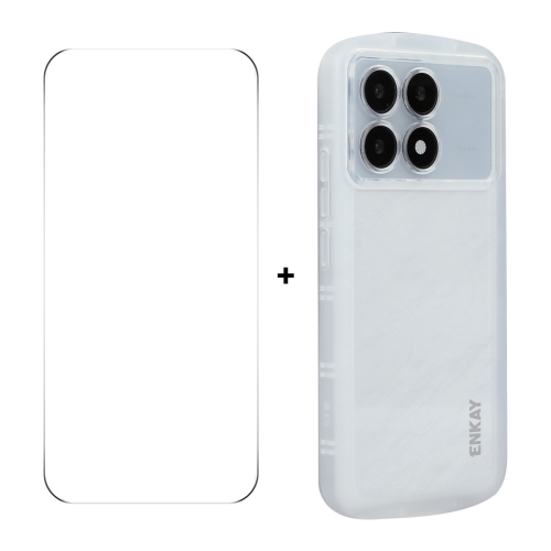 

For Redmi K70 Ultra ENKAY Hat-Prince Translucent Matte TPU Phone Case + 9H Big Arc Edge Glass Film(White)