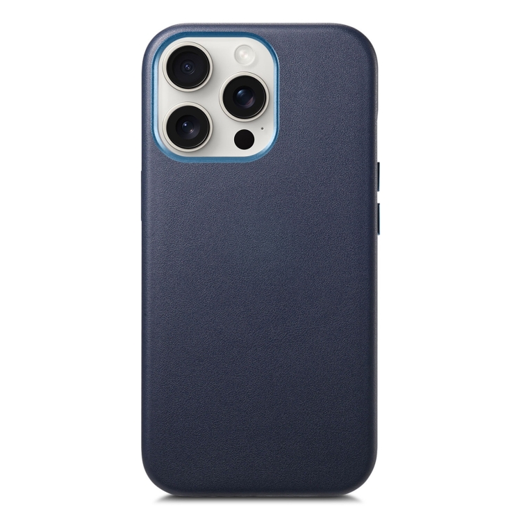 

For iPhone 16 Pro Electroplated Metal Button MagSafe Phone Case(Dark Blue)