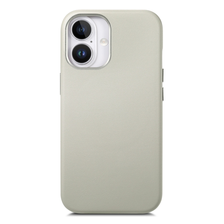 

For iPhone 16 Electroplated Metal Button MagSafe Phone Case(White)