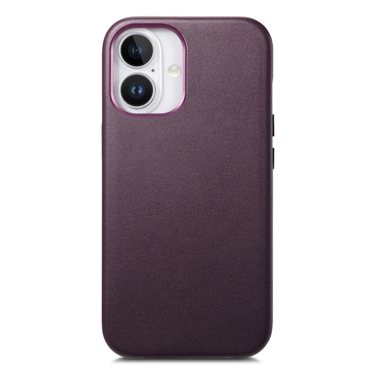 

For iPhone 16 Electroplated Metal Button MagSafe Phone Case(Purple)