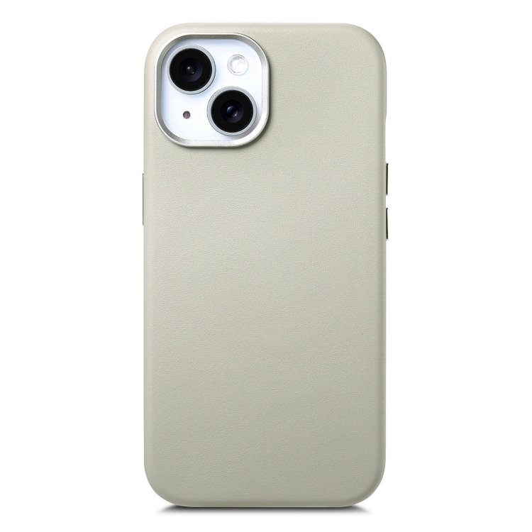 

For iPhone 15 Electroplated Metal Button MagSafe Phone Case(White)