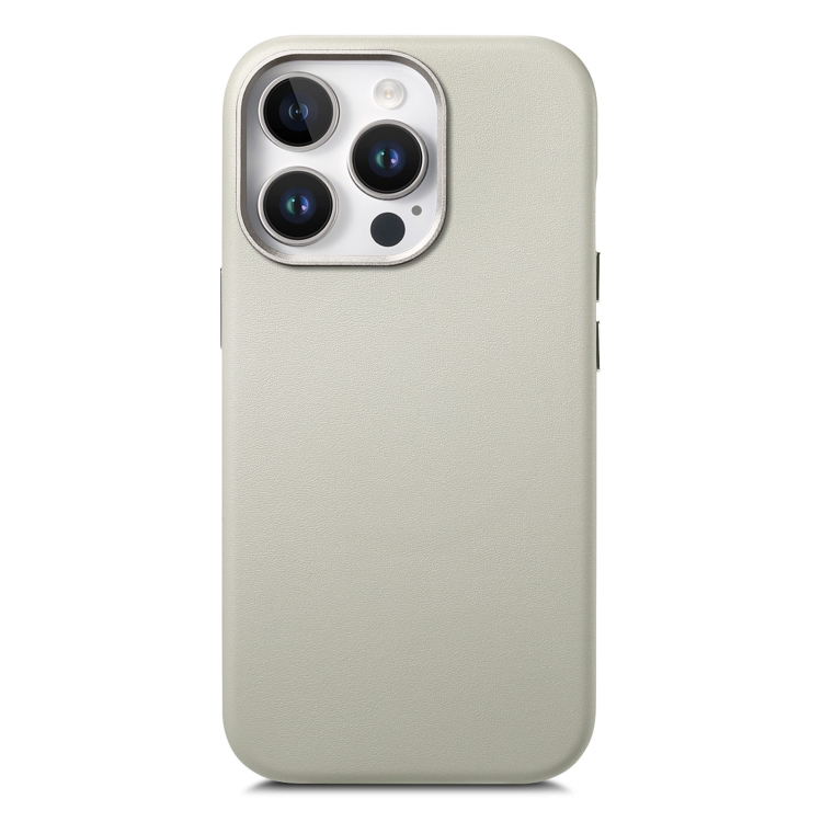 

For iPhone 15 Pro Electroplated Metal Button MagSafe Phone Case(White)