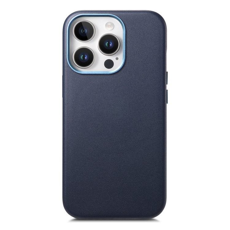 

For iPhone 15 Pro Electroplated Metal Button MagSafe Phone Case(Dark Blue)