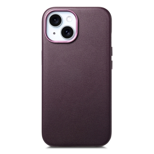 

For iPhone 15 Plus Electroplated Metal Button Shockproof Phone Case(Purple)