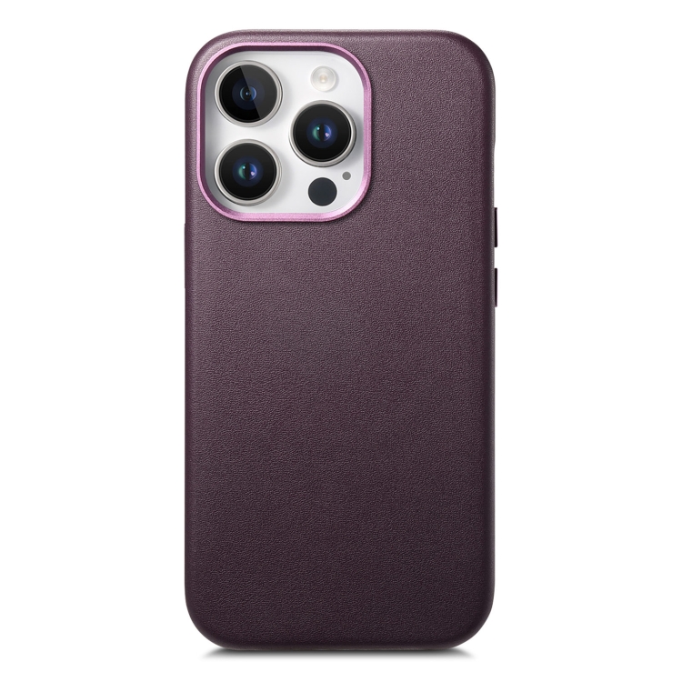 

For iPhone 15 Pro Max Electroplated Metal Button MagSafe Phone Case(Purple)