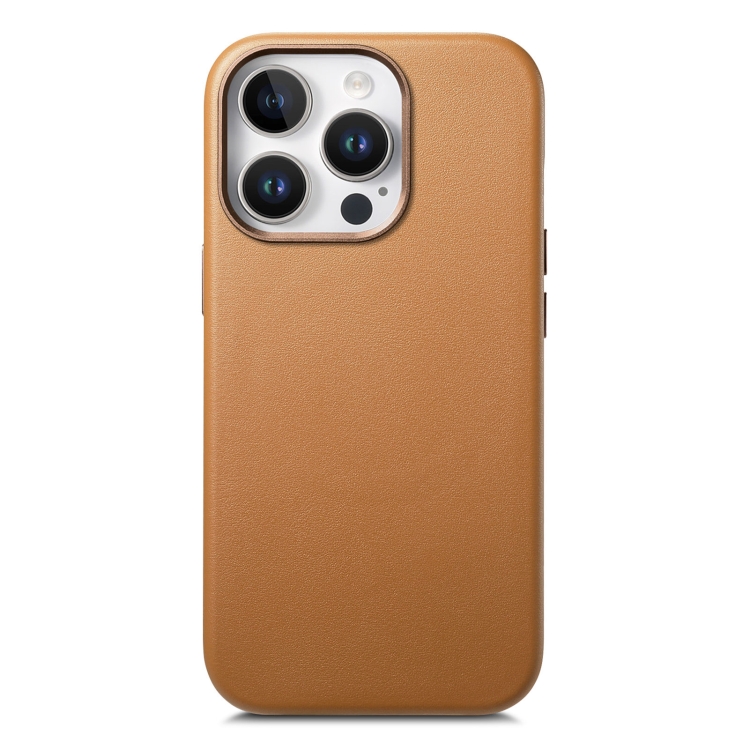 

For iPhone 13 Pro Max Electroplated Metal Button MagSafe Phone Case(Brown)