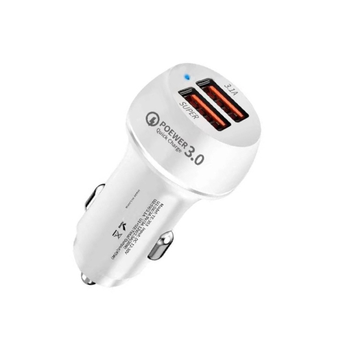 45W USB QC3.0 30W + USB 2.0 Fully Compatible Car Charger(White)