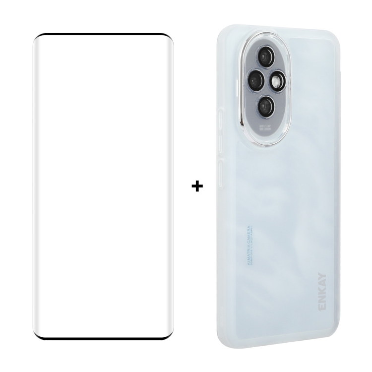 

For Honor 200 ENKAY Hat-Prince Translucent Matte TPU Phone Case with Lens Film + 3D Hot Bending Film(White)