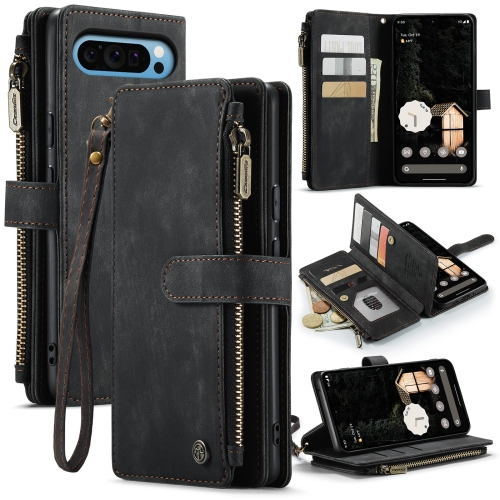 

For Google Pixel 9 Pro XL CaseMe C30 Card Slots Zipper Wallet Leather Phone Case(Black)