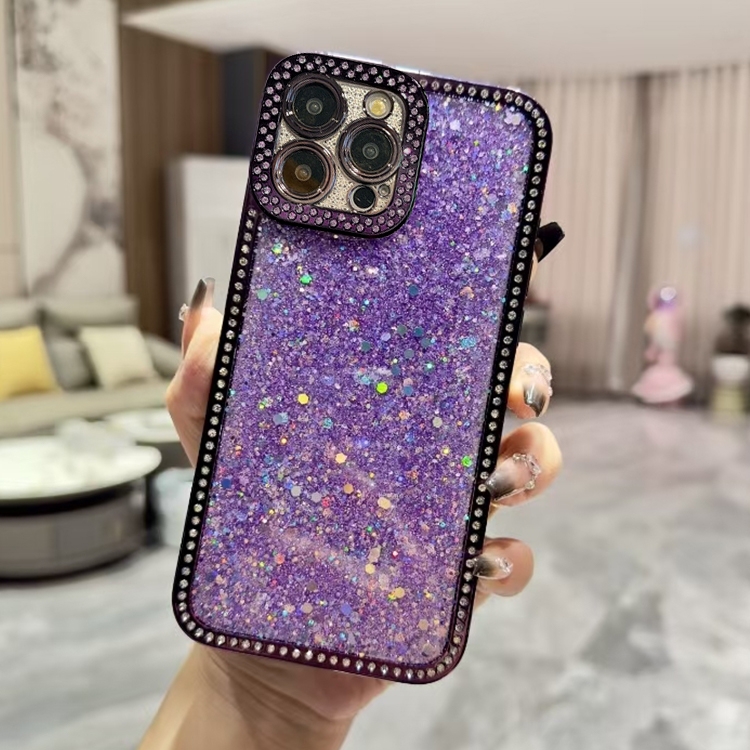 

For iPhone 15 Pro Diamond Glitter Sequins TPU Phone Case(Purple)