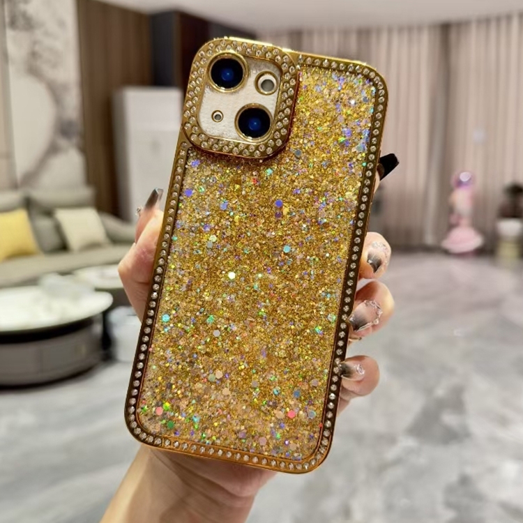 

For iPhone 15 Plus Diamond Glitter Sequins TPU Phone Case(Gold)