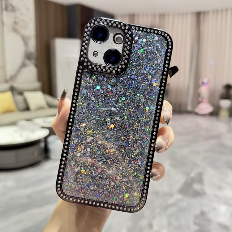 

For iPhone 14 Plus Diamond Glitter Sequins TPU Phone Case(Black)
