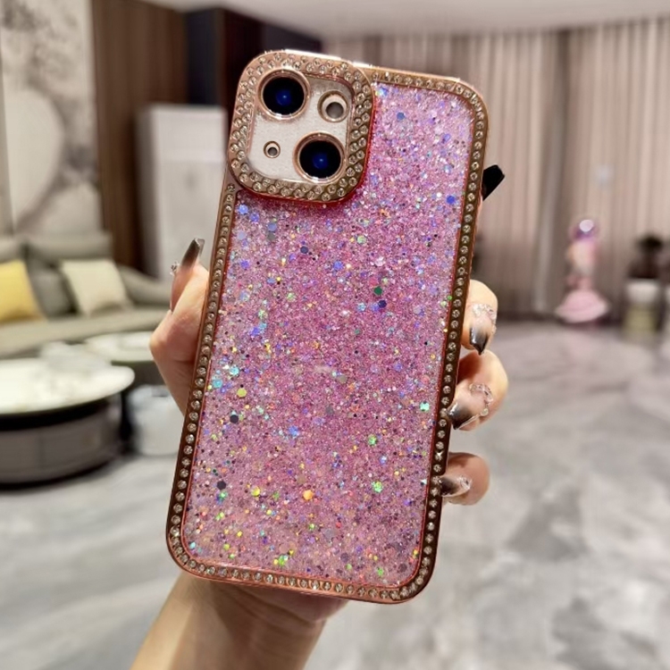 

For iPhone 13 Diamond Glitter Sequins TPU Phone Case(Pink)
