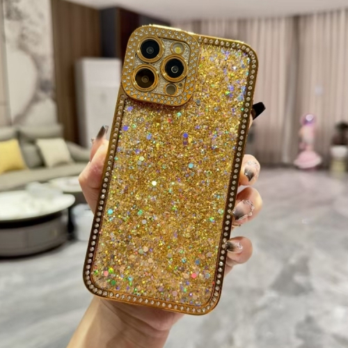 

For iPhone 16 Pro Diamond Glitter Sequins TPU Phone Case(Gold)