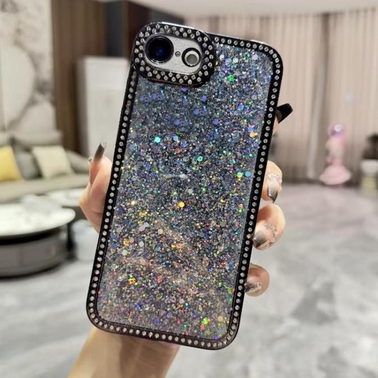 

For iPhone 16e Diamond Glitter Sequins TPU Phone Case(Black)