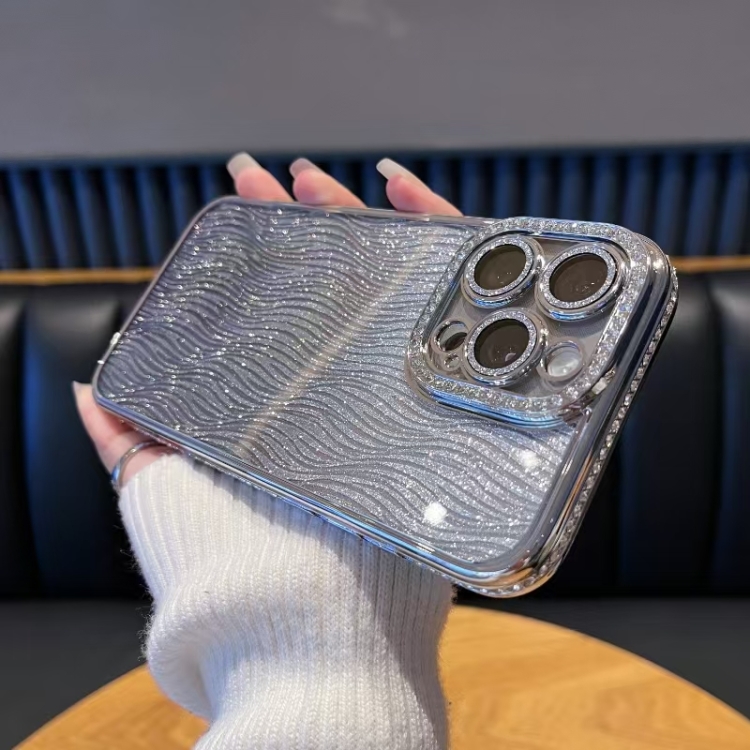 

For iPhone 13 Pro Diamond Water Ripple Gradient Glitter TPU Phone Case(Silver)