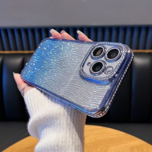 

For iPhone 11 Pro Max Diamond Water Ripple Gradient Glitter TPU Phone Case(Blue)