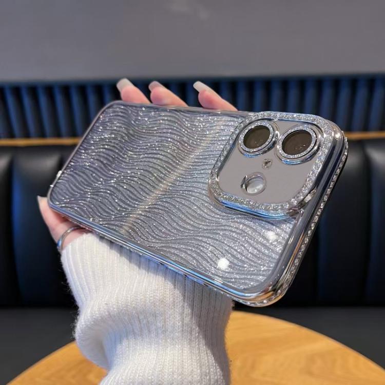 

For iPhone 17 Diamond Water Ripple Gradient Glitter TPU Phone Case(Silver)