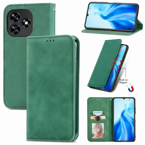 

For Oukitel C51 Retro Skin Feel Magnetic Flip Leather Phone Case(Green)