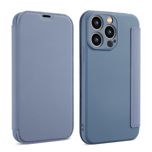 

For iPhone 16 Plus Imitate Liquid Skin Feel Leather Phone Case with Card Slots(Lavender Grey)