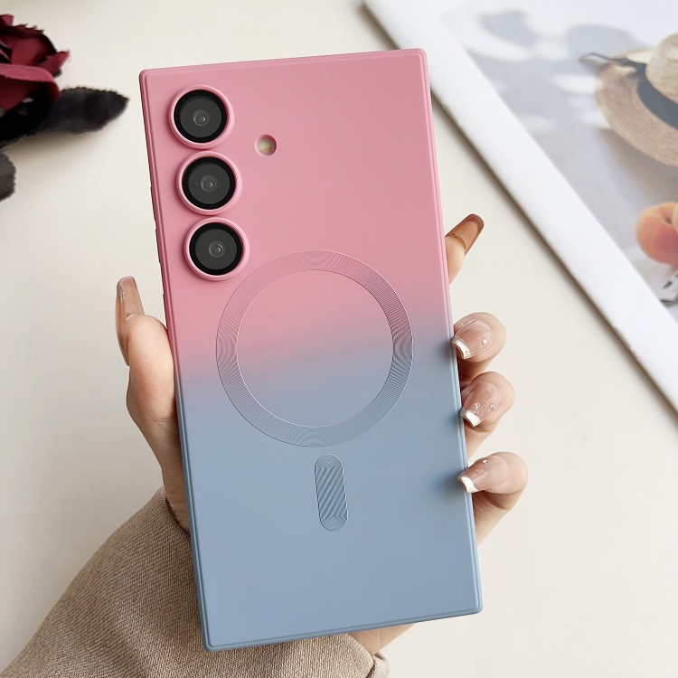 

For Samsung Galaxy S24+ 5G Liquid TPU Silicone Gradient MagSafe Phone Case(Pink Blue Gradient)