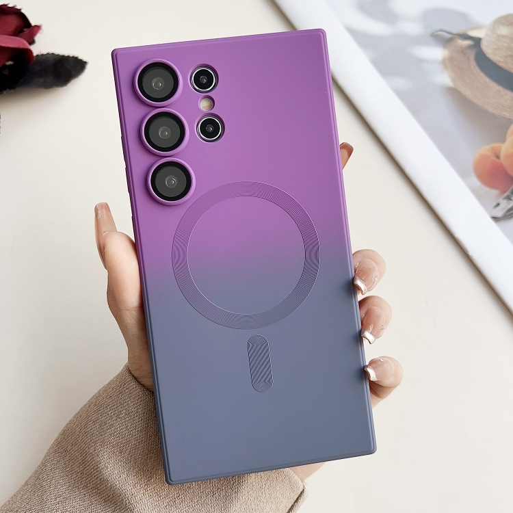 

For Samsung Galaxy S21 Ultra 5G Liquid TPU Silicone Gradient MagSafe Phone Case(Purple Gray Gradient)