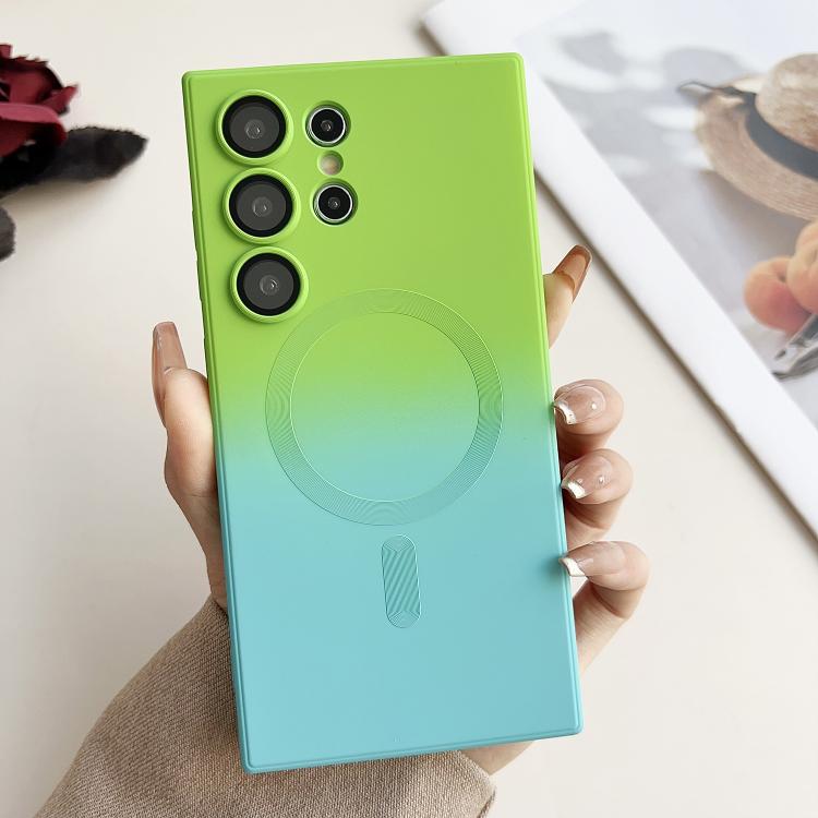 

For Samsung Galaxy S25 Ultra 5G Liquid TPU Silicone Gradient MagSafe Phone Case(Green Blue Gradient)