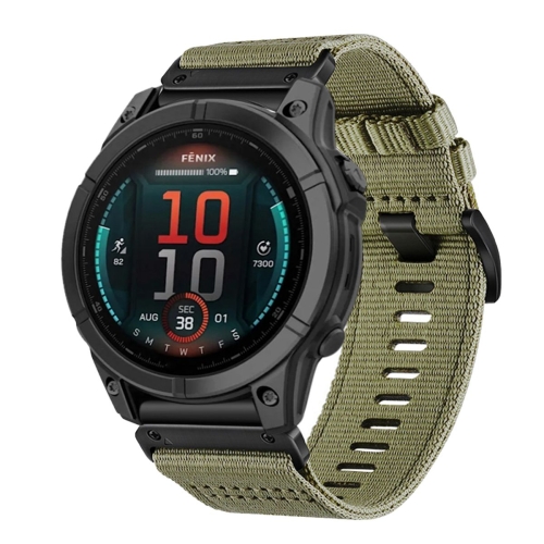 

For Garmin Fenix E 47mm Nylon Canvas Quick Release 22mm Watch Band(Olive Green)