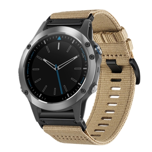 For Garmin Quatix 5 5 Sapphire Nylon Canvas Quick Release 22mm Watch Band Khaki