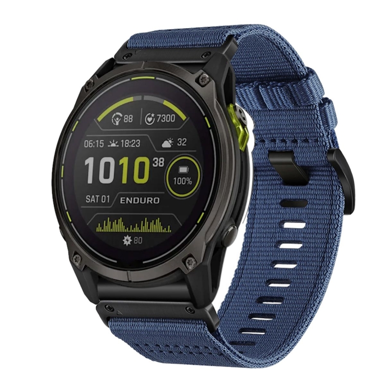 For Garmin Enduro Nylon Canvas Quick Release 26mm Watch Band(Blue)