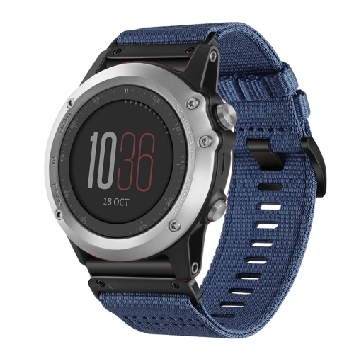 For Garmin Fenix 3 Fenix 3 HR Nylon Canvas Quick Release 26mm Watch Band Blue