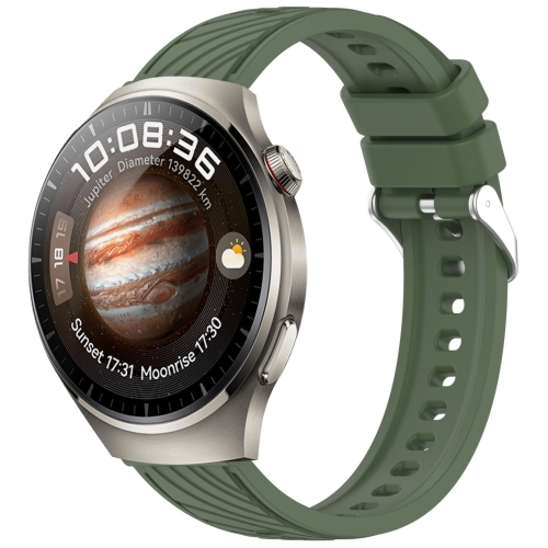 

For Huawei Watch GT 4 Pro Stripe Texture 22mm Silicone Watch Band(Dark Green)