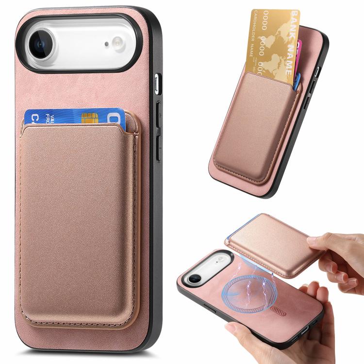 

For iPhone Air Retro Magsafe Card Bag PU Back Cover Phone Case(Pink)