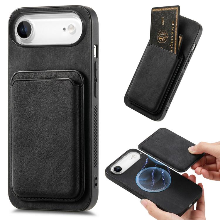 

For iPhone Air Retro Leather Card Bag Magnetic Phone Case(Black)