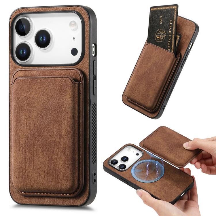 

For iPhone 17 Pro Max Retro Leather Card Bag Magnetic Phone Case(Brown)
