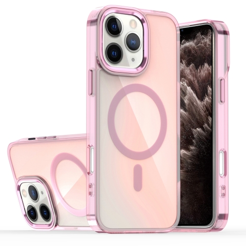 

For iPhone 11 Pro Max Bright Shadow Magsafe Discoloration Phone Case(Pink)